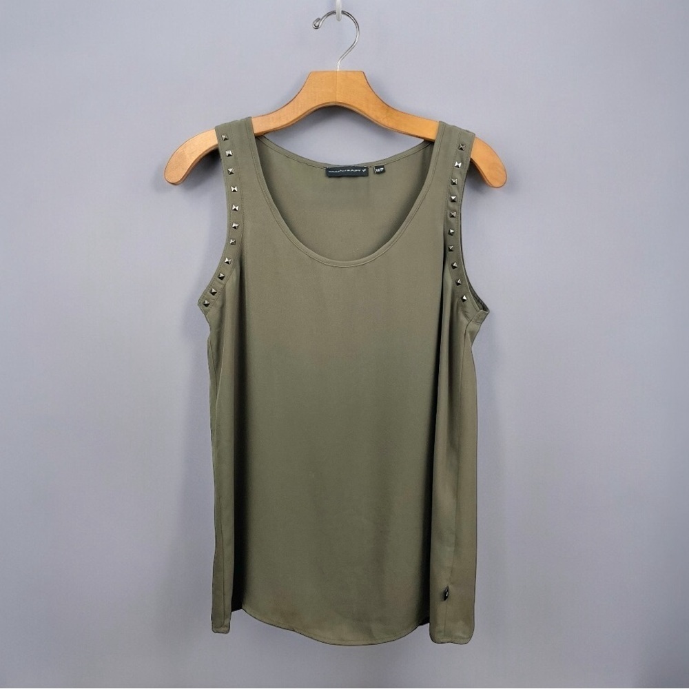 William Rast Olive Green Pyramid Stud Trim Tank Top Size XS